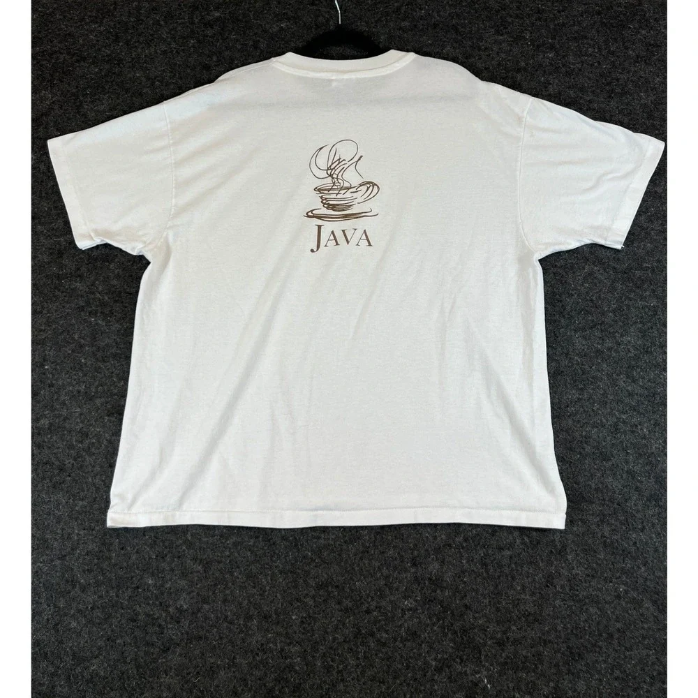 VTG 90s Sun Microsystems Java T Shirt Mens XL White Tech Promo Casual Streetwear